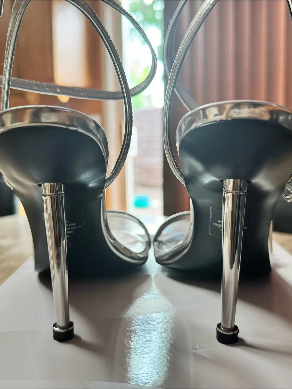 Nine West Reina Silver Ankle-Strap Stiletto Sandals. Only worn ONCE.